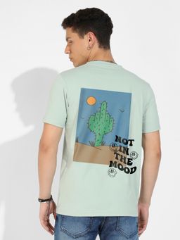 Campus Sutra - Men Sage Green Basic Regular Fit T-Shirt