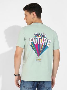 Campus Sutra - Men Sage Green Basic Regular Fit T-Shirt