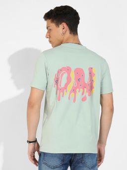 Campus Sutra - Men Sage Green Basic Regular Fit T-Shirt