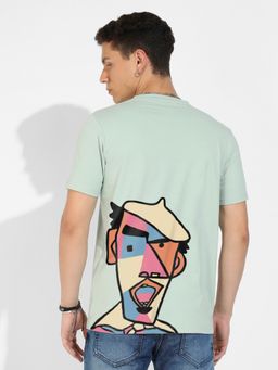 Campus Sutra - Men Sage Green Basic Regular Fit T-Shirt