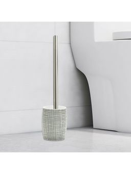 OBSESSIONS - Polyresin Toilet Brush with Holder, Black & White