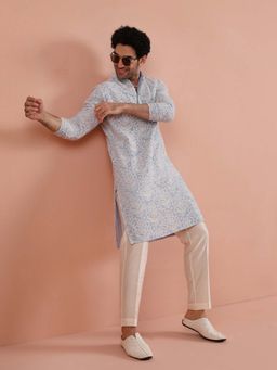 KISAH - Men Light Blue Georgette Kurta with Trouser
