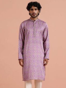 KISAH - Men Lilac Festive Ethnic Wear Printed Kurta