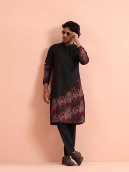 KISAH - Men Black Silk Blend Kurta with Trouser