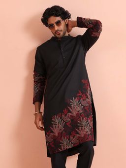 KISAH - Men Black Embroidered Regal Festive Wear Kurta