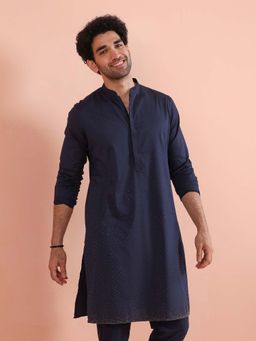 KISAH - Men Navy Blue Embellished Festive Ethnic Wear Kurta