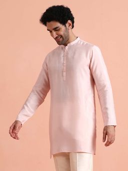 KISAH - Men Pink Mid Elegant Festive Wear Kurta
