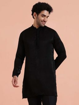 KISAH - Men Black Mid Elegant Festive Wear Kurta
