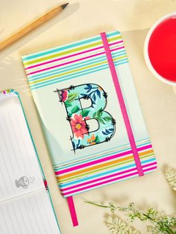 Doodle Collection - Initial B Stripes Theme Premium Hard Bound B6 Notebook Diary 192 Ruled Pages