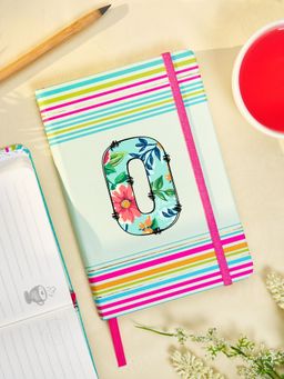Doodle Collection - Initial O Stripes Theme Premium Hard Bound B6 Notebook Diary 192 Ruled Pages