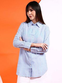 Freehand - Women Blue Stripes Shirt