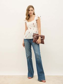 Styli - Women Off White Embroidered Top