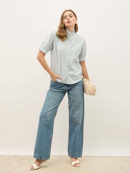 Styli - Women Blue Stripes Shirt