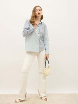 Styli - Women Blue Stripes Shirt