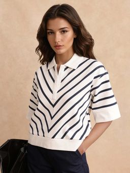 RAREISM - Women Off White Stripes Top