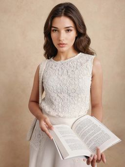 RAREISM - Women White Self Design Top