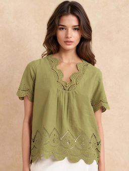 RAREISM - Women Olive Solid Top