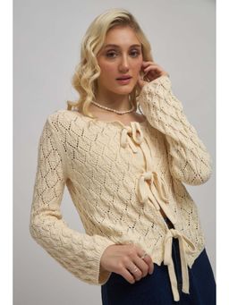 Virgio - Women Off White Self Design Top