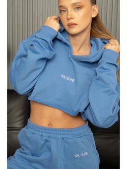 Virgio - Women Blue Typography Crop Top