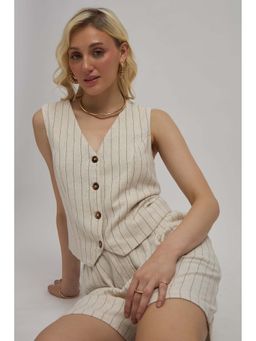 Virgio - Women Beige Stripes Top