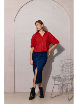 Virgio - Women Maroon Solid Shirt