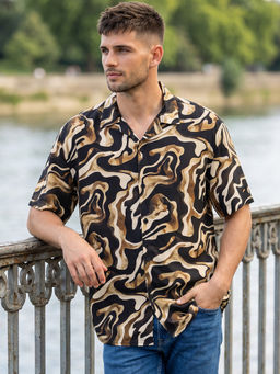 Bewakoof - Men Black Viscose Oversized Fit Shirt