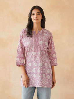 GOODHAND - Women's Cotton Printed Sequin Short Kurti