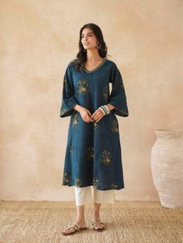 GOODHAND - Women's Printed Cotton A-Line Kurta