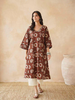 GOODHAND - Women's Cotton Printed A-Line Kurta