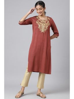 Aurelia - Maroon Viscose Dori Embroidered Kurta
