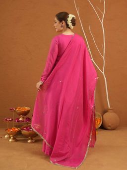 ONEWE INDIA - Iraak Pink Chanderi Zari Kurta With Sharara And Dupatta