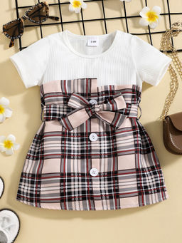 Hopscotch - Girls Multi Coloured Checkered Casual Dress