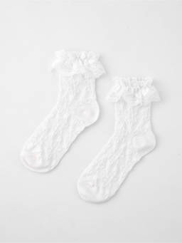 Cider - Lace Trim Women’s Textured Ankle Socks White