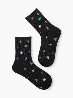Cider - Graphic Women's Soft Crew Socks Black