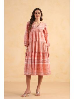 RATAN JAIPUR - Peach Flowy Tier Dress
