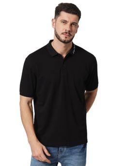 Griffel - Men Printed Half Sleeve Black Polo T-Shirt