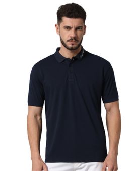 Griffel - Men Printed Half Sleeve Black Polo T-Shirt