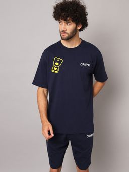 Griffel - Men Printed Half Sleeve Black T-Shirt