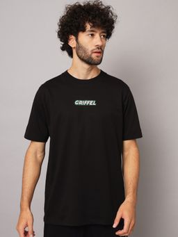 Griffel - Men Printed Half Sleeve Black T-Shirt
