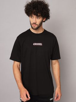 Griffel - Men Printed Half Sleeve Black T-Shirt