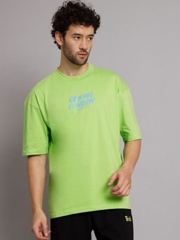 Griffel - Men No Time For Romance Neon Green Oversized Drop Shoulder T-Shirt