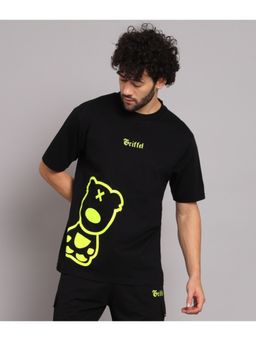 Griffel - Men Black Neon Teddy Oversized T-Shirt