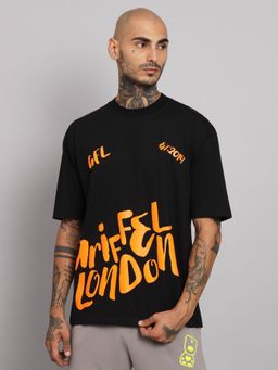 Griffel - Men Black Oversized Drop Shoulder T-Shirt