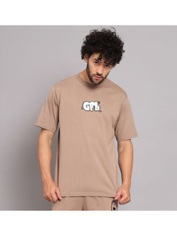 Griffel - Men Camel Worldwide Oversized T-Shirt
