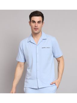 Griffel - Men Basic Sky Regular Fit Cotton Bowling Shirt