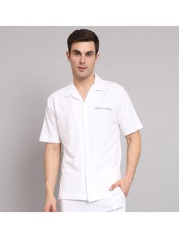 Griffel - Men Basic White Regular Fit Cotton Bowling Shirt