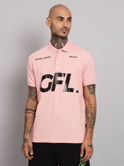 Griffel - Mens Peach Basic Solid Cotton Polo T-Shirt