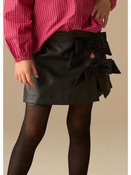 ANGEL & ROCKET - Danni Side Bow Faux Leather Skort - Black