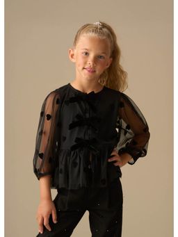 ANGEL & ROCKET - Neve Flock Heart Mesh Top - Black