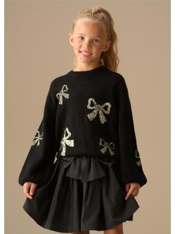 ANGEL & ROCKET - Anna Sequin Bow Sweatshirt - Black